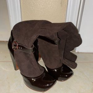 Mary Jane sock knee high boots